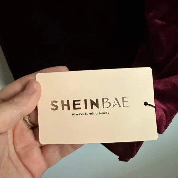 SHEIN Velvet Strappy Midi Dress in Deep Burgundy (NWT) - Picture 8 of 8